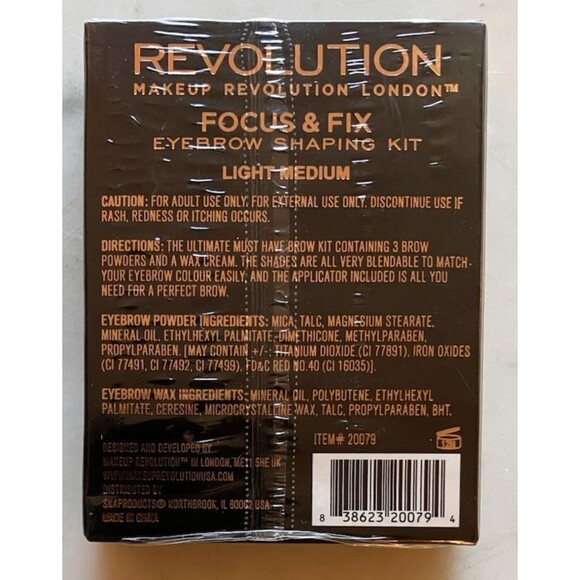 NIB Makeup Revolution London Focus & Fix Eyebrown Shaping Kit Light Medium - New - Picture 2 of 2